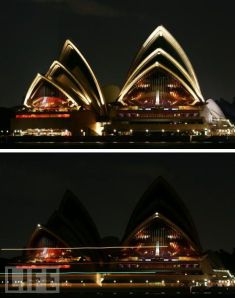 Sydney Opera House, Before After Earth Hour